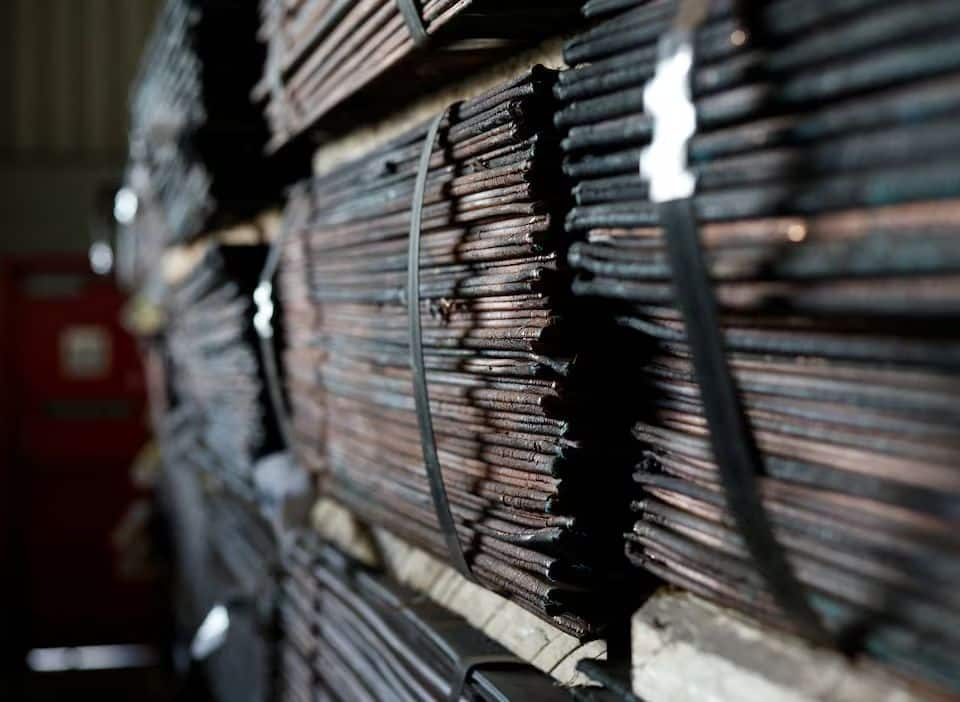 Raw copper from Zambia awaits export in a warehouse at Newlyn Terminal at Bayhead at the port in Durban, South Africa, April 4, 2024. REUTERS/Rogan Ward/File Photo